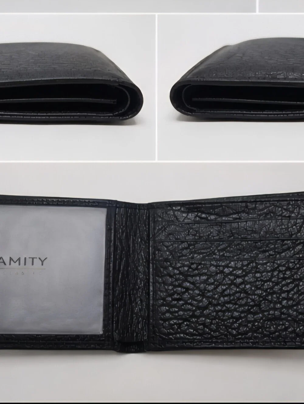 Ami Black Textured Leather Bifold Card & Key Holder